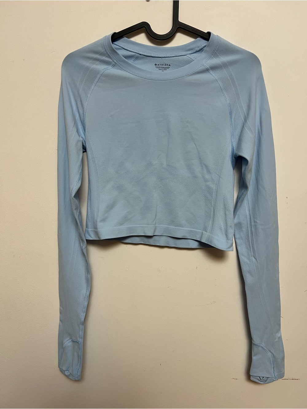 Athleta Light Blue Seamless Cropped Long Sleeve Top XS